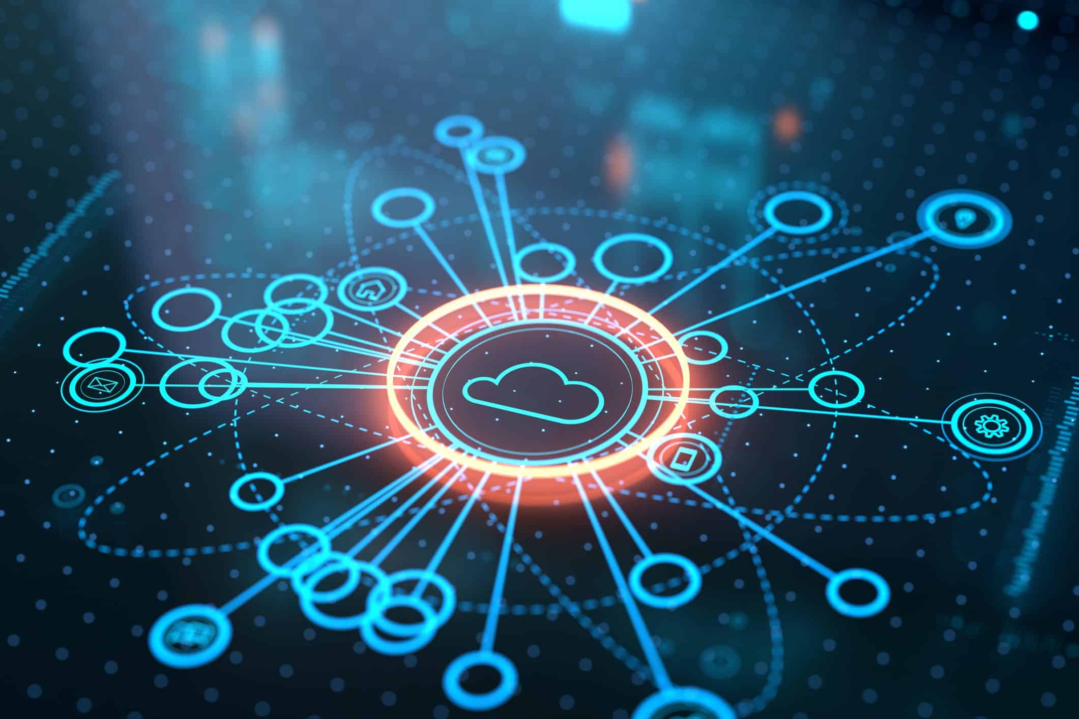 Abstract technology background portraying cloud services