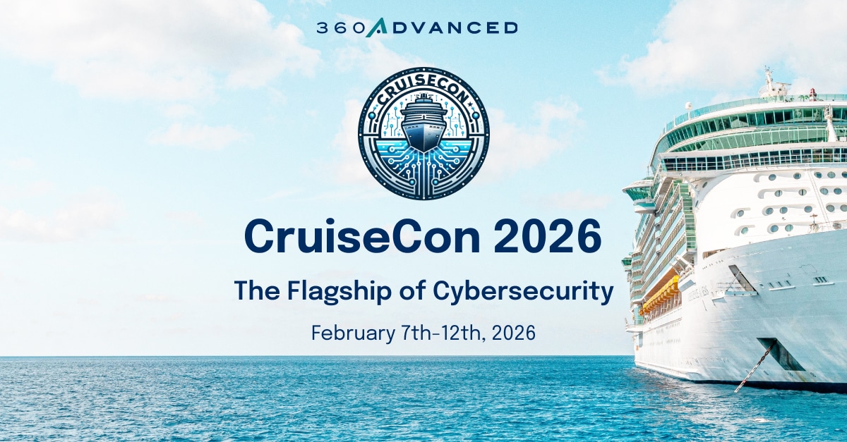 CruiseCon 2027 WEBSITE - Cybersecurity & Compliance | 360 Advanced graphic promoting CruiseCon