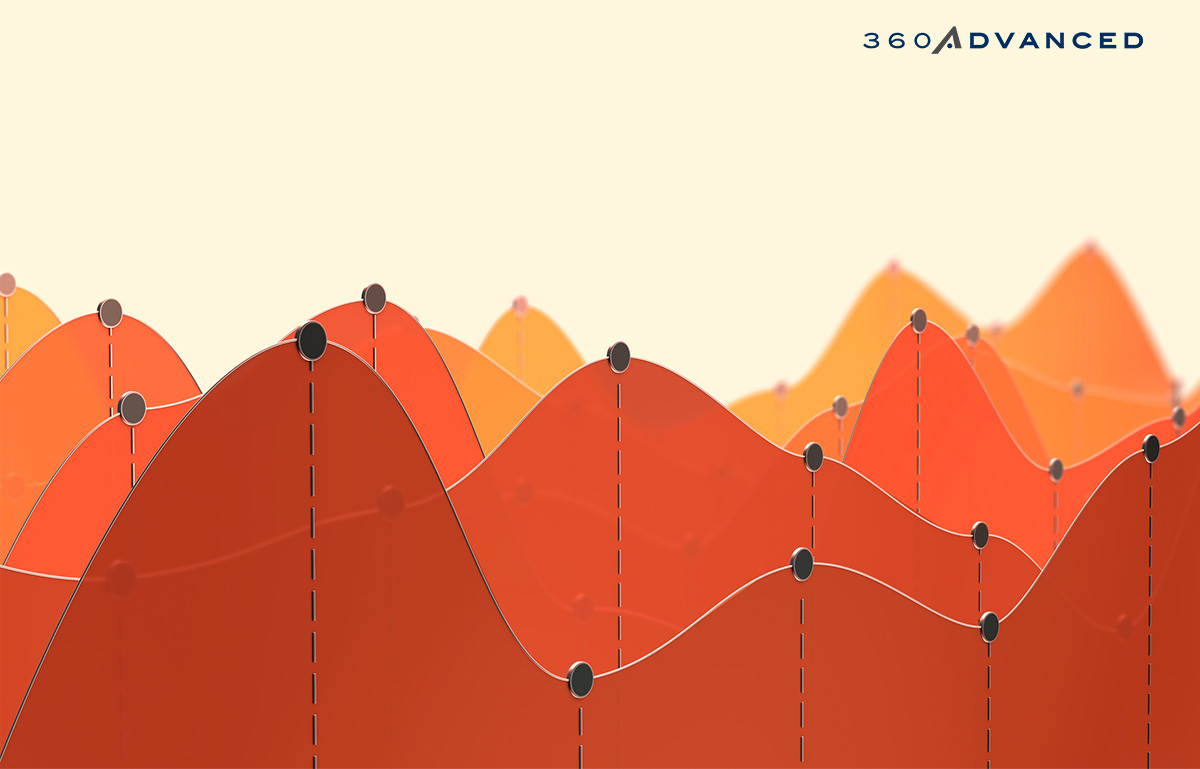 3D illustration of a curve chart or line graph stock photo